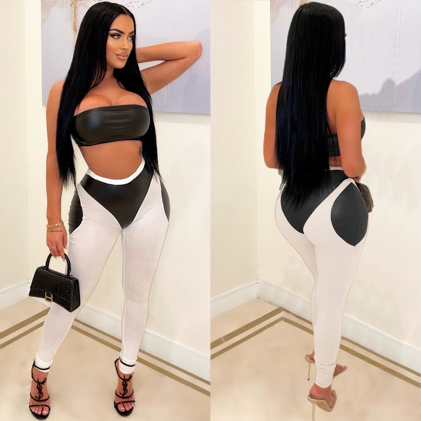 Crop Top and Leather Pants Set