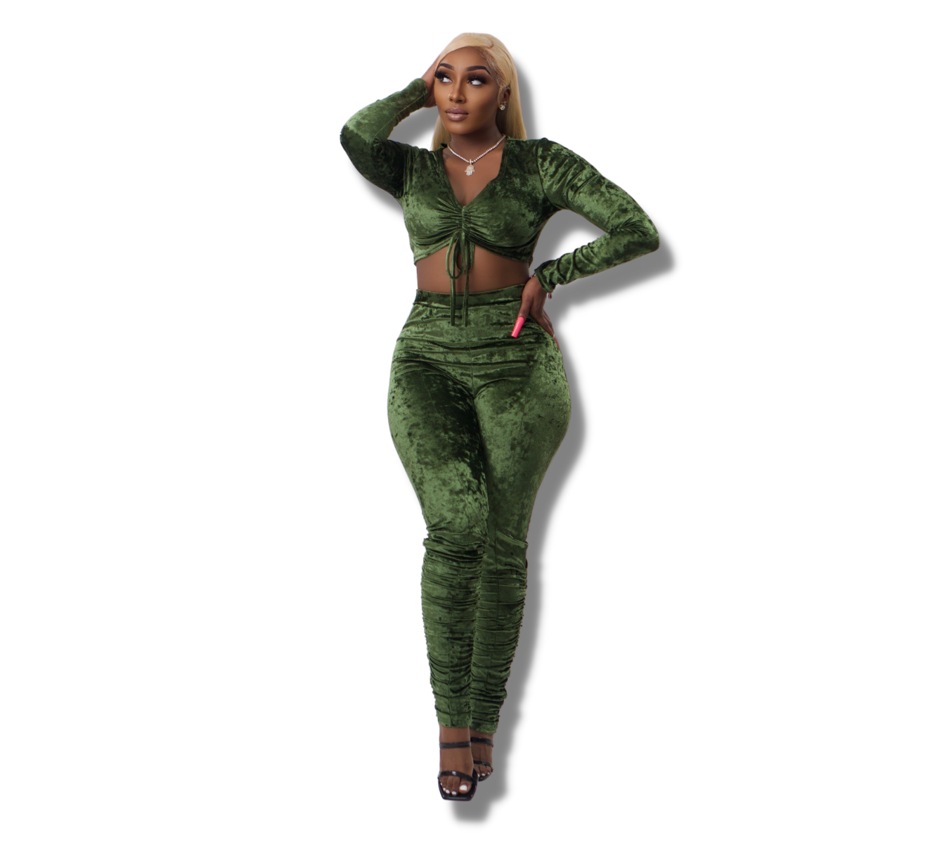 Green Velvet Stacked Sweatsuit