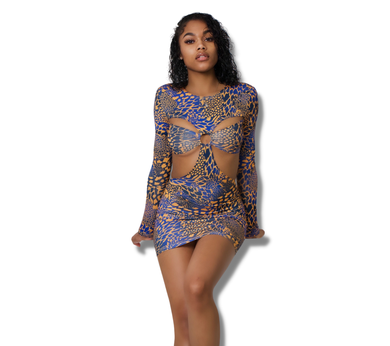 Hollow Out Printed Bodycon Dress