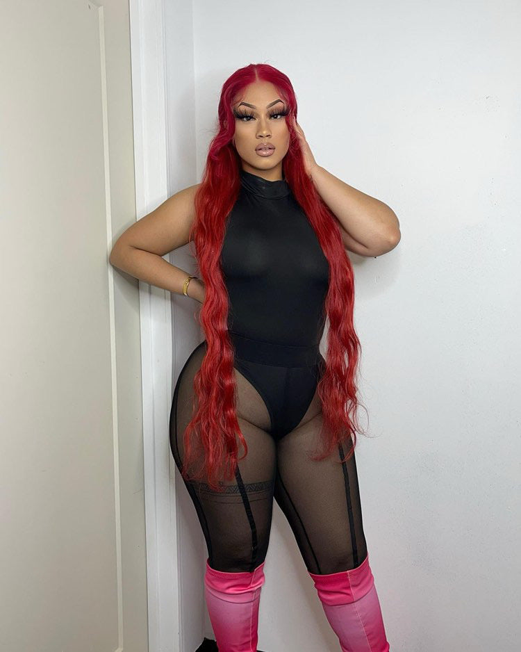 Sleeveless Mesh Bodysuit W/ Leggings