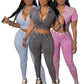 Distressed Crop Top  Pants Set