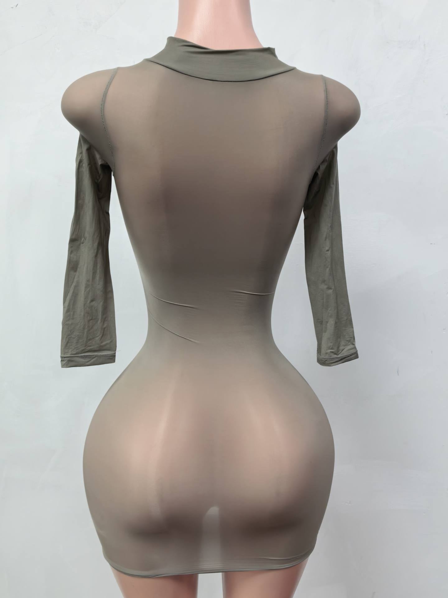 Grey / Green Snatched Dress