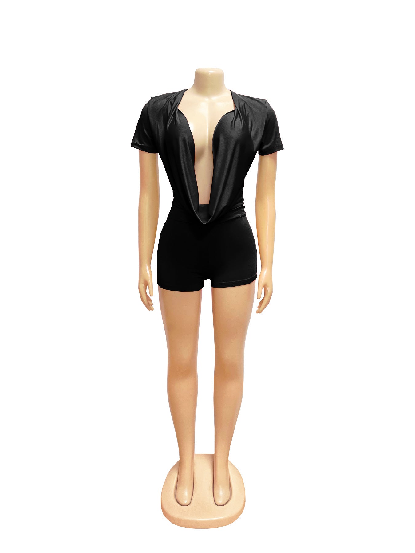 Black Deep V Romper