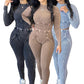 Distressed Top and Pants Two-Piece Set