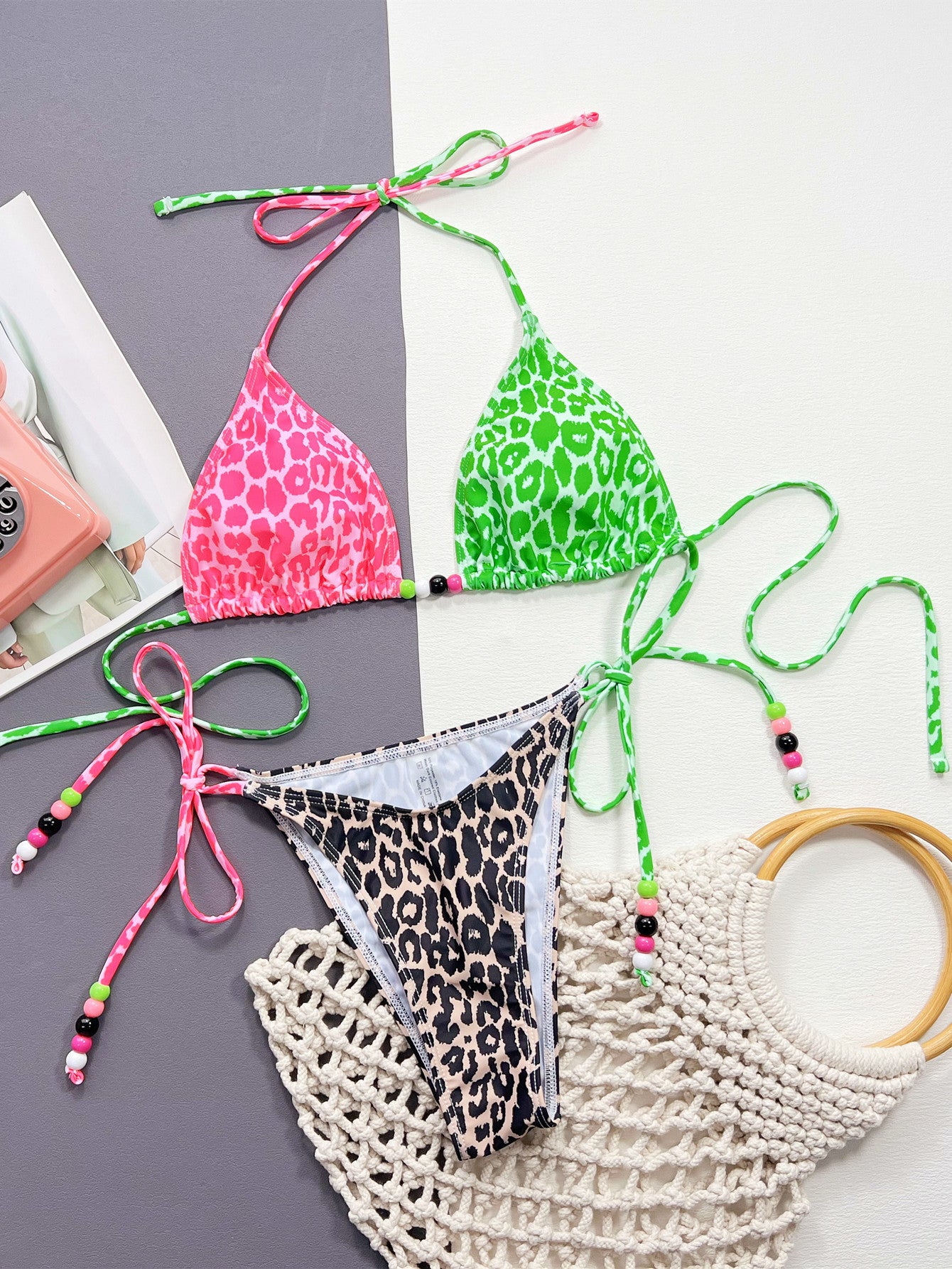 Strawberry Kiwi Leopard Bikini