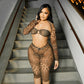 leopard print two-piece set w/ cape
