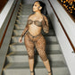 leopard print two-piece set w/ cape