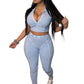 Distressed Crop Top  Pants Set