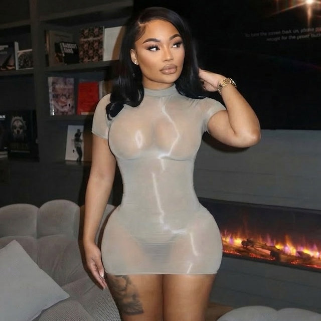 Grey Short Sleeve Snatched Dress