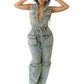 Denim Cargo Jumpsuit