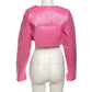 Snakeskin Leather Crop Jacket