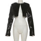 Snakeskin Leather Crop Jacket