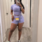 Ribbed Washed Faded Shorts Set