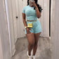 Ribbed Washed Faded Shorts Set