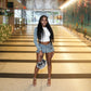 Crop Denim Skirt Set