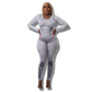 BLACK Long Sleeve Printed Bodycon Jumpsuit