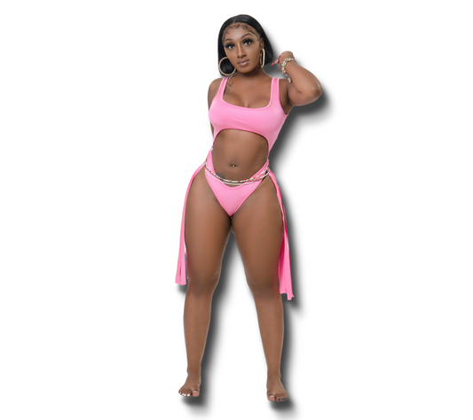 Hollow Out One Piece PINK