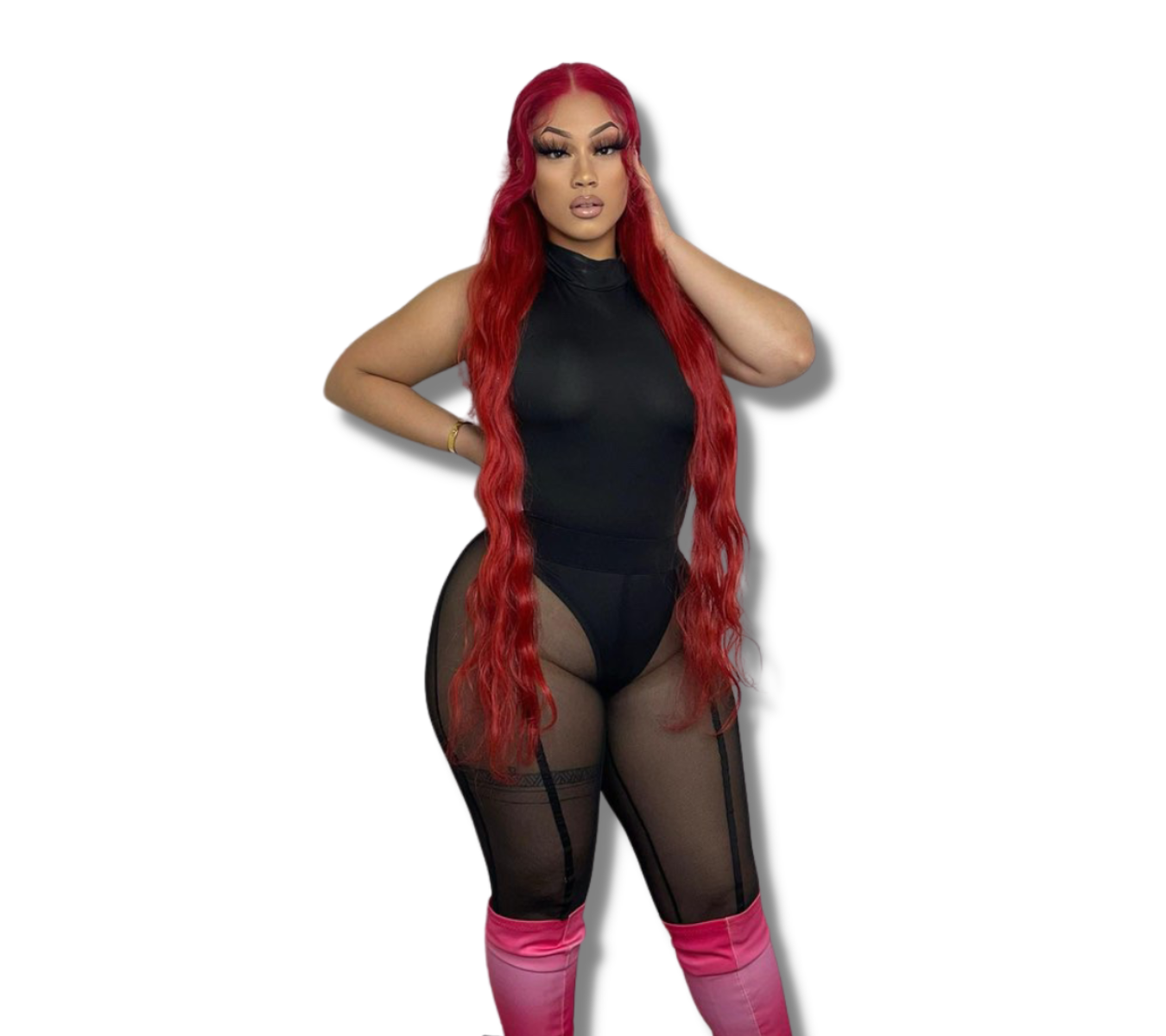 Sleeveless Mesh Bodysuit W/ Leggings