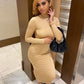 Long Sleeve Open Backless Dress