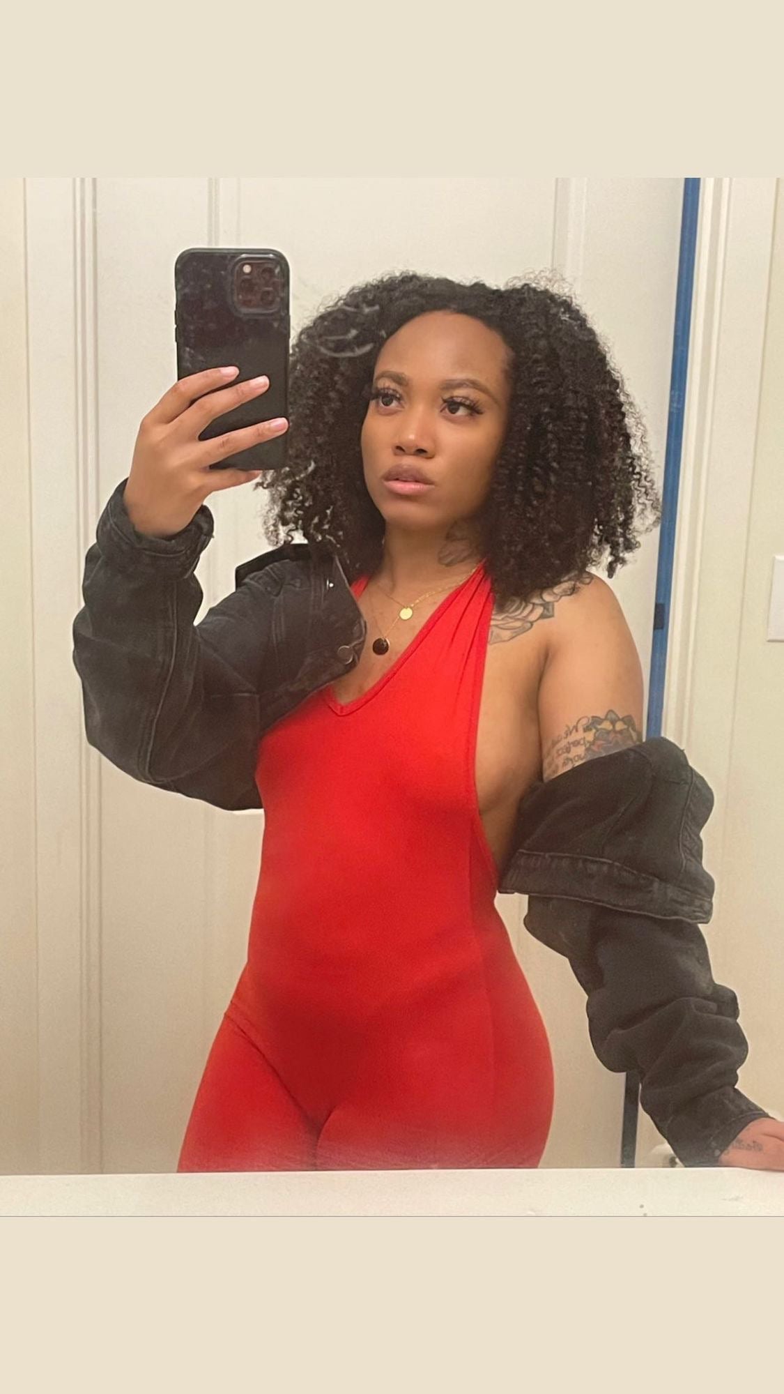 Red-Backless Fitness Jumpsuit