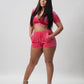 Pink Diamond Crop Top Short Set