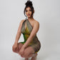 Single Shoulder Striped Bodycon Dress