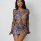 Hollow Out Printed Bodycon Dress