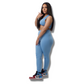 Blue V Neck Cropped Top Skinny Legging Set