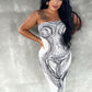 Printed Slit Tube Dress