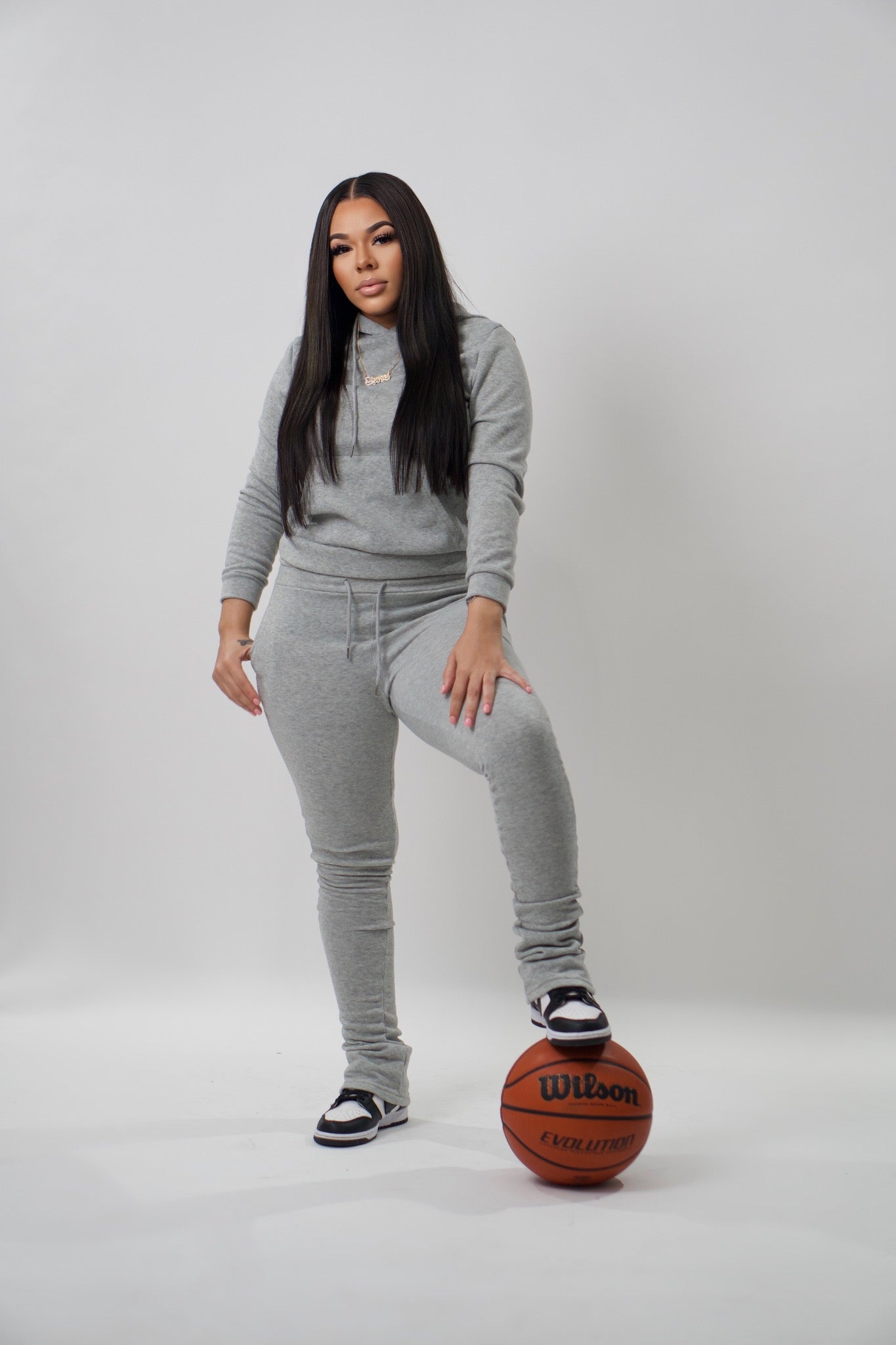 Grey stacked online sweats