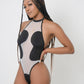 Backless Mesh Spliced Swimsuit