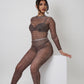 Snakeskin Mesh Bodysuit Leggings Set